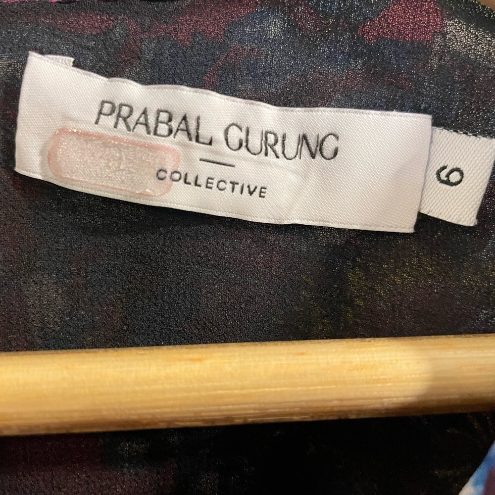 PRABAL GURUNG Collective Pink Floral Cape-Sleeve Tunic Blouse Belted - Size 6 - Picture 8 of 11
